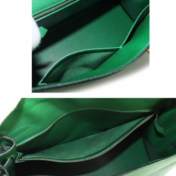 HERMES Kelly 32 2way hand shoulder bag Couchevel Epson Green 〇W engraved Out... - Picture 9 of 10